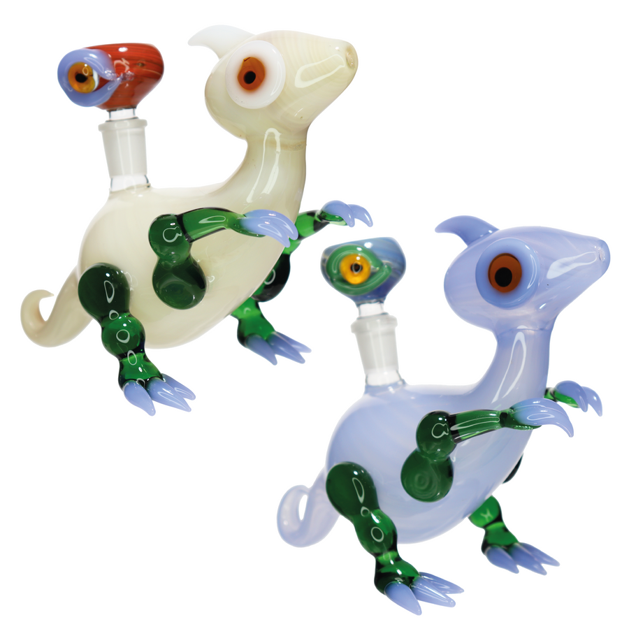 8 Inch Velociraptor Dinosaur Glass Bubbler