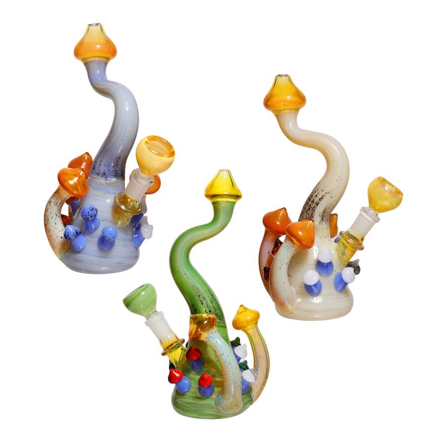 9 Inch Mushroom Tree Glass Bubbler Pipe
