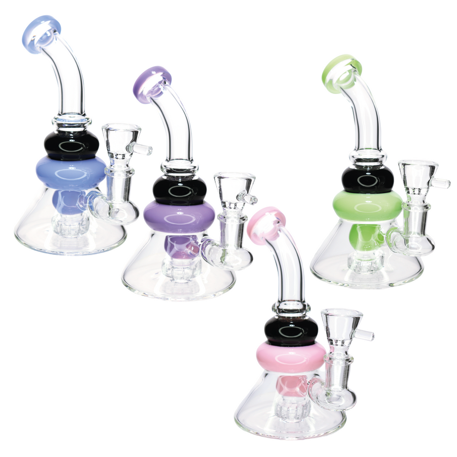 7 Inch Slime Black Ring Glass Bong