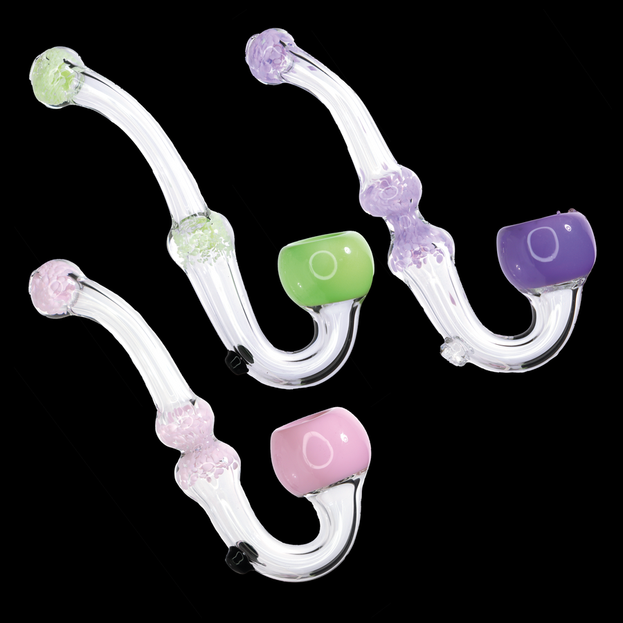 Clear Multicolor Showerhead Glass Sherlock Pipe