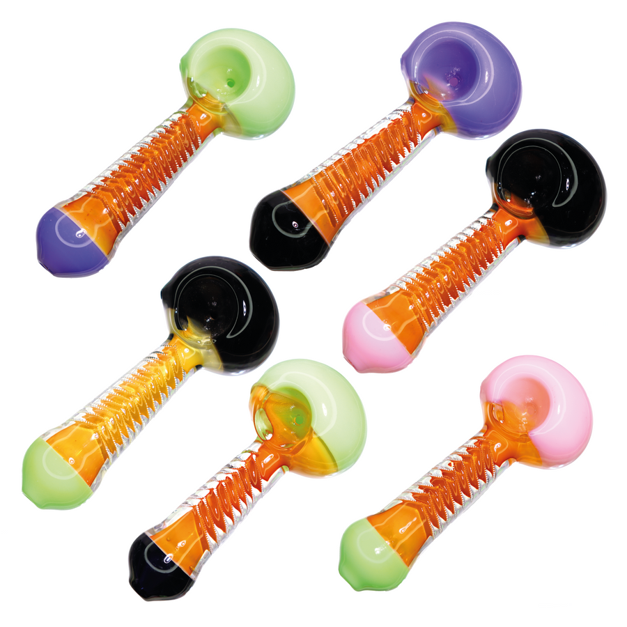 5 Inch Slim Orange Glass Spoon Pipe, Multicolor