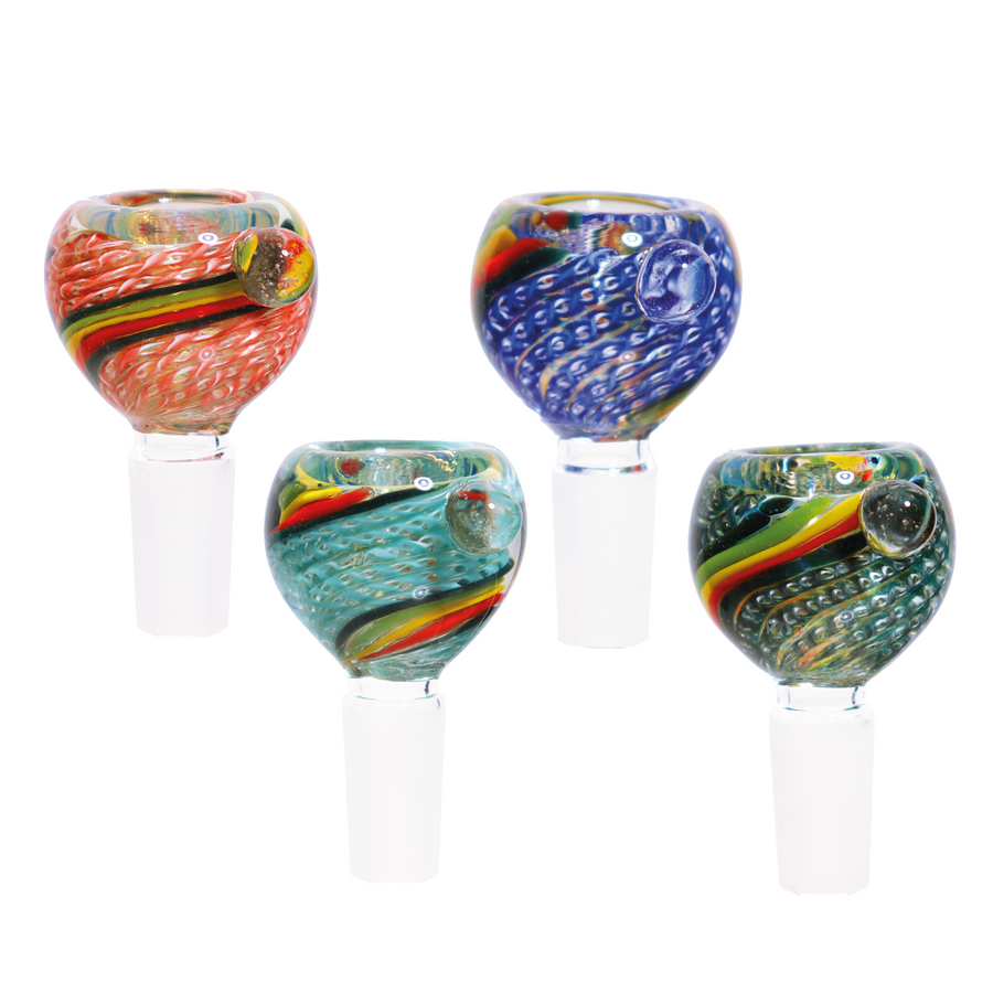 14mm Rasta Swirl Tail Glass Bowl