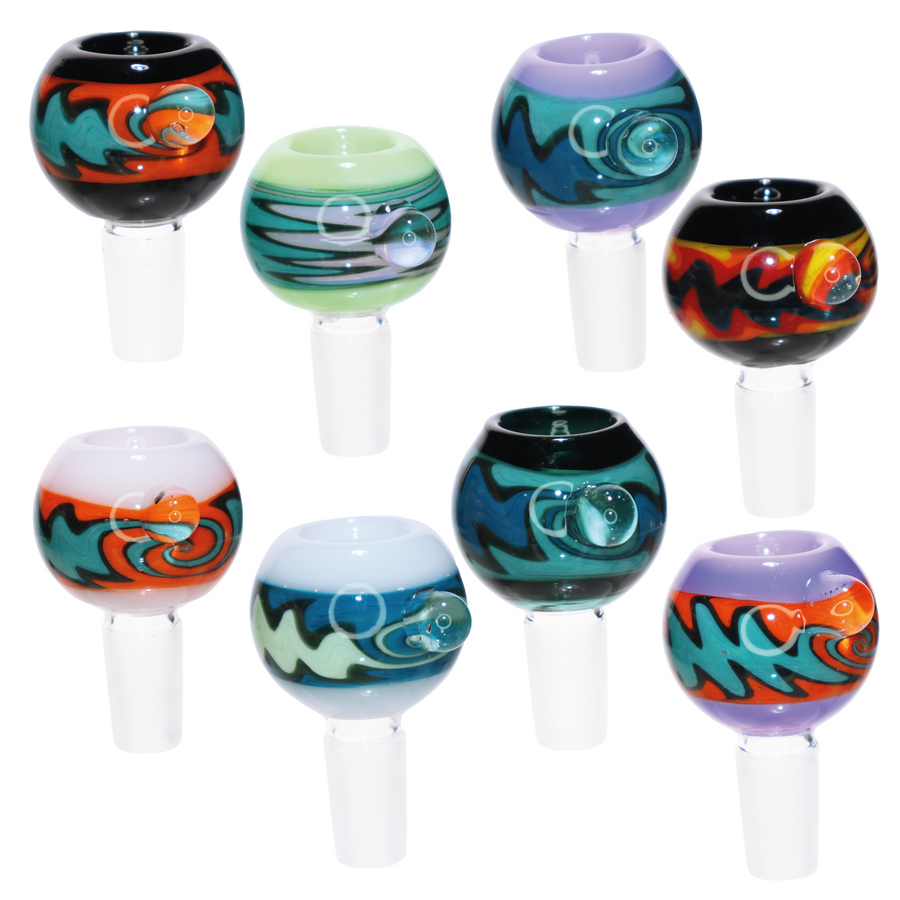 14mm Wig Wag Curvy Slime Color Glass Bowl