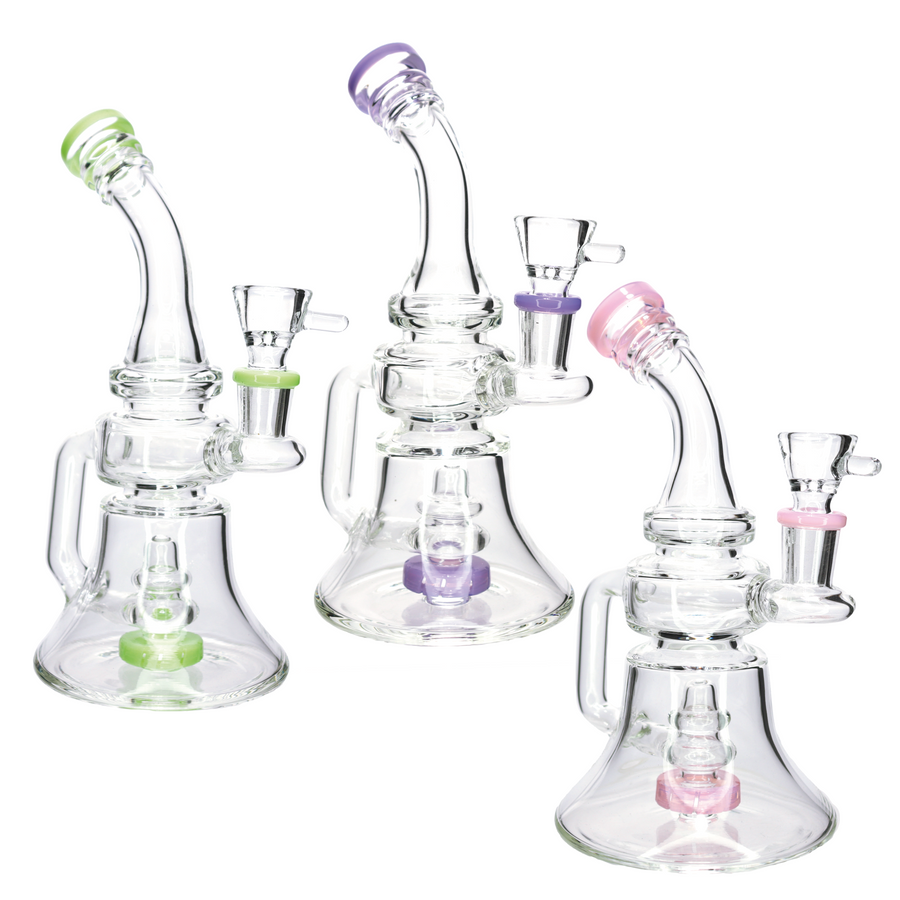 7 Inch Clear Slime Perc Recycler Glass Bong