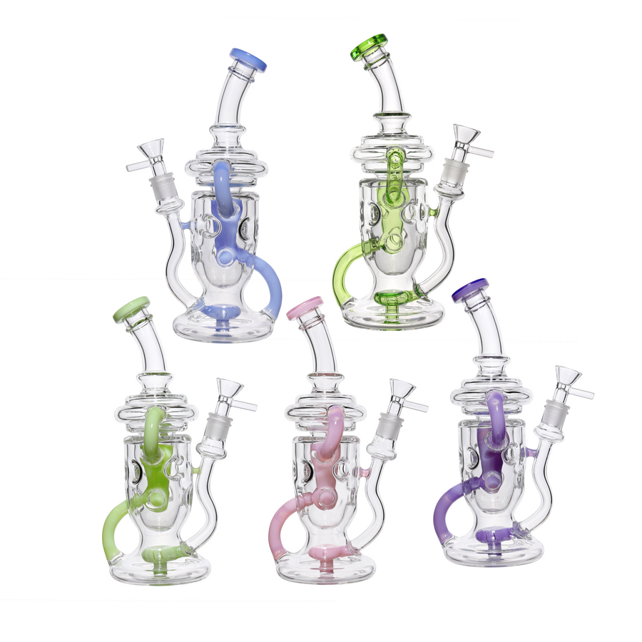 10 Inch Slime Color Recycler Glass Bong, 14mm
