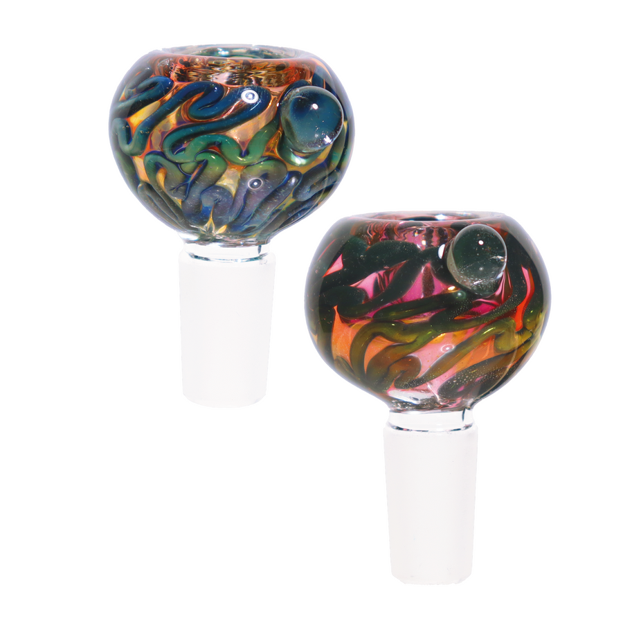 14mm Swirl Pink-Orange Tail Glass Bowl