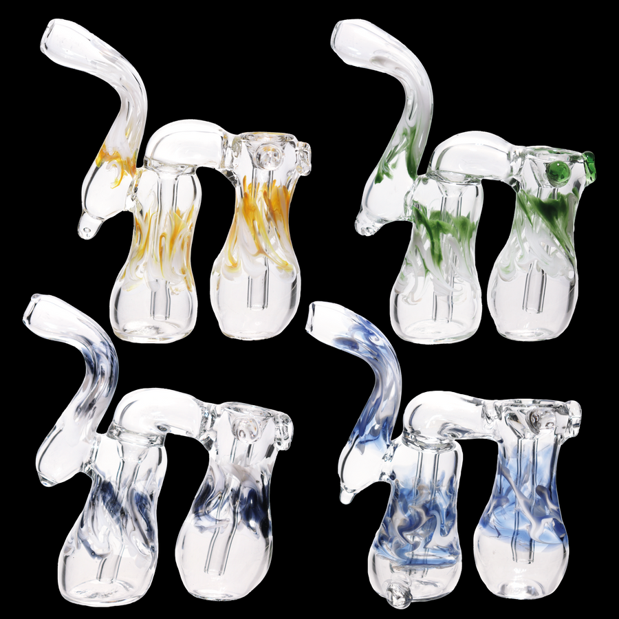 8 Inch USA-Made 2-Chamber Heavy Glass Bubbler
