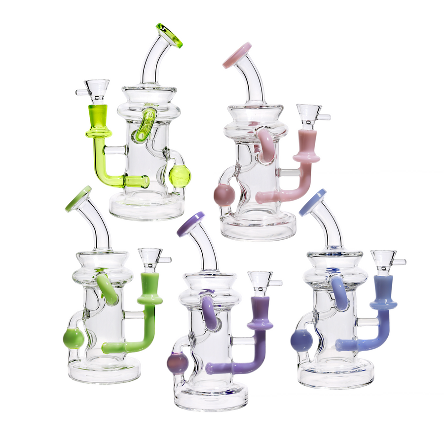 8 Inch Slime Color Mini Recycler Glass Bong, 14mm
