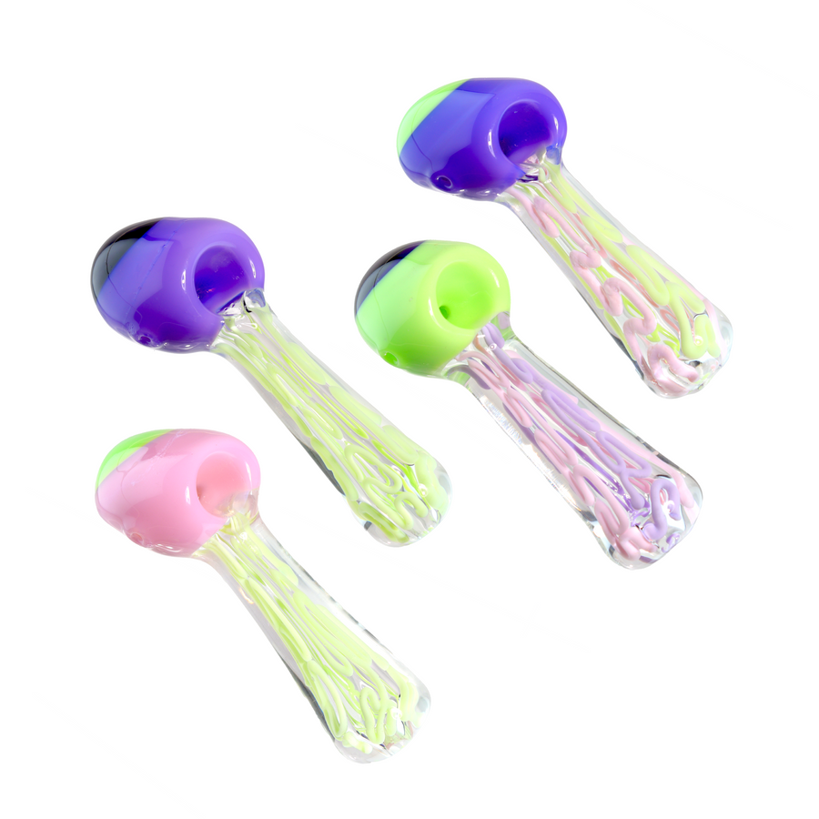 5 Inch Slime Color Glass Spoon Pipe, Neon Drip
