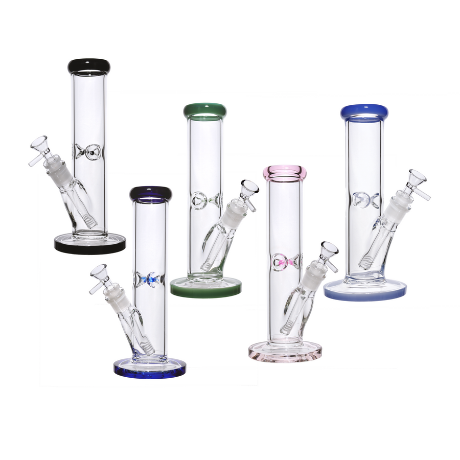 10 Inch Clear Glass Bong with Color Dots, 5mm