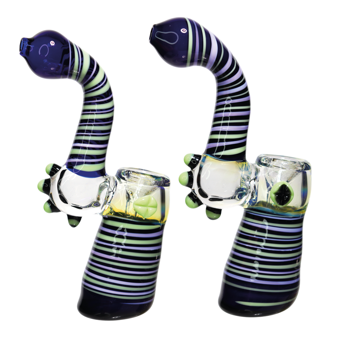 9 Inch Clear Streaky Sweet Glass Bubbler