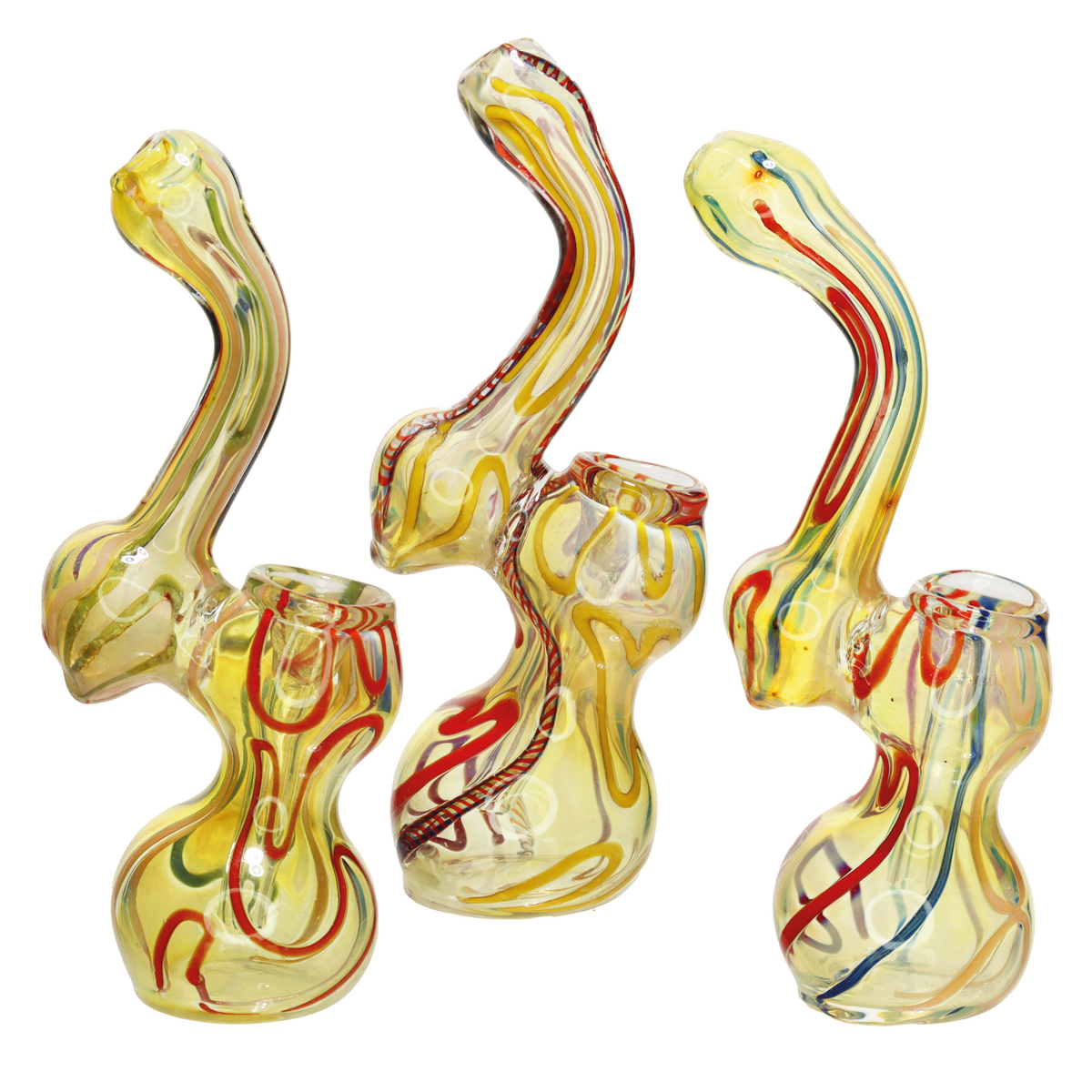 4 Inch Fumed Mini Glass Bubbler, Crazy Lines