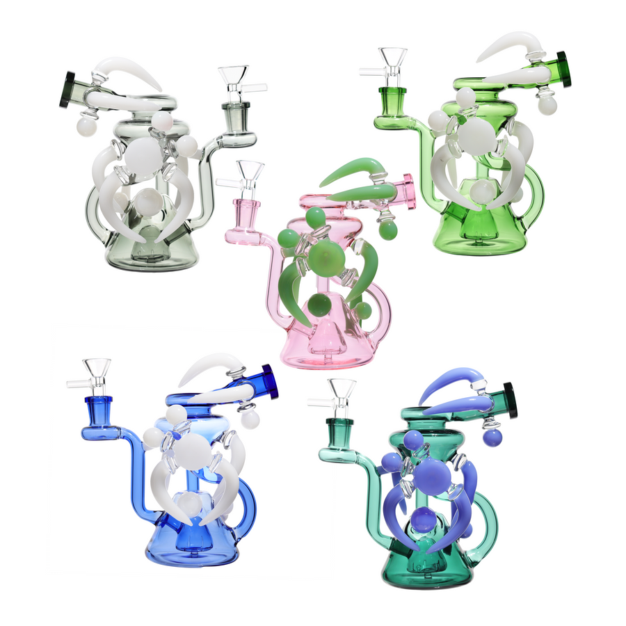 7 Inch Exotic Multicolor Glass Recycler Bong