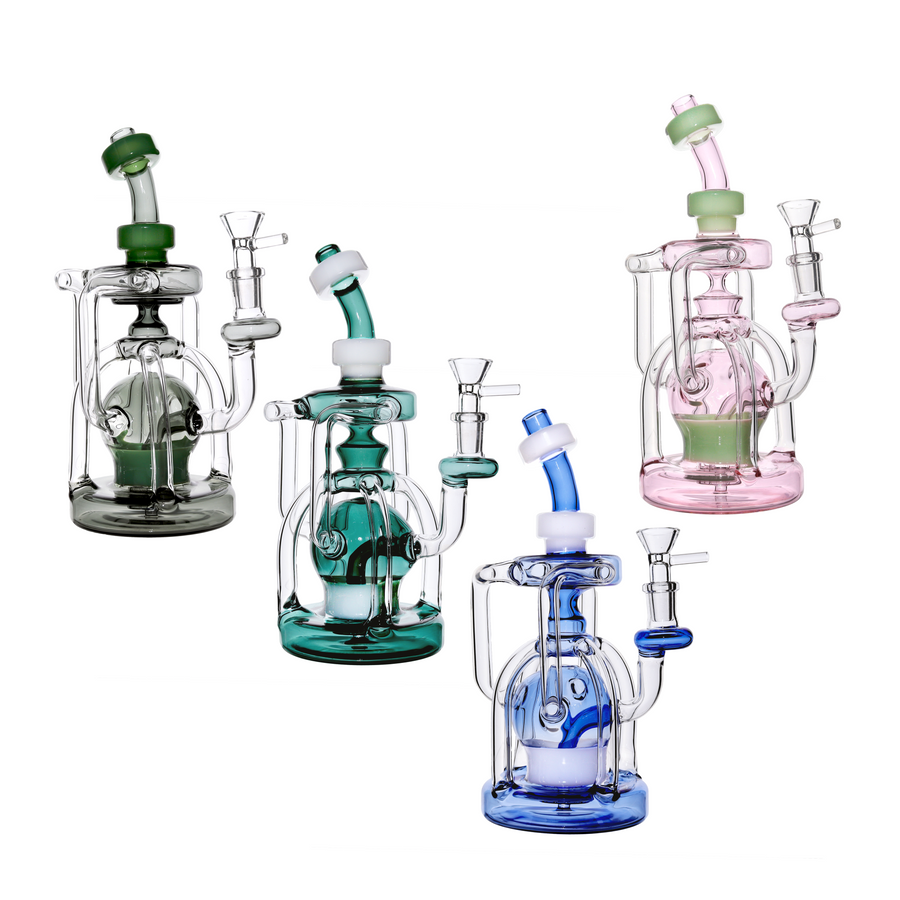 10 Inch Slim Multicolor Fancy Glass Recycler