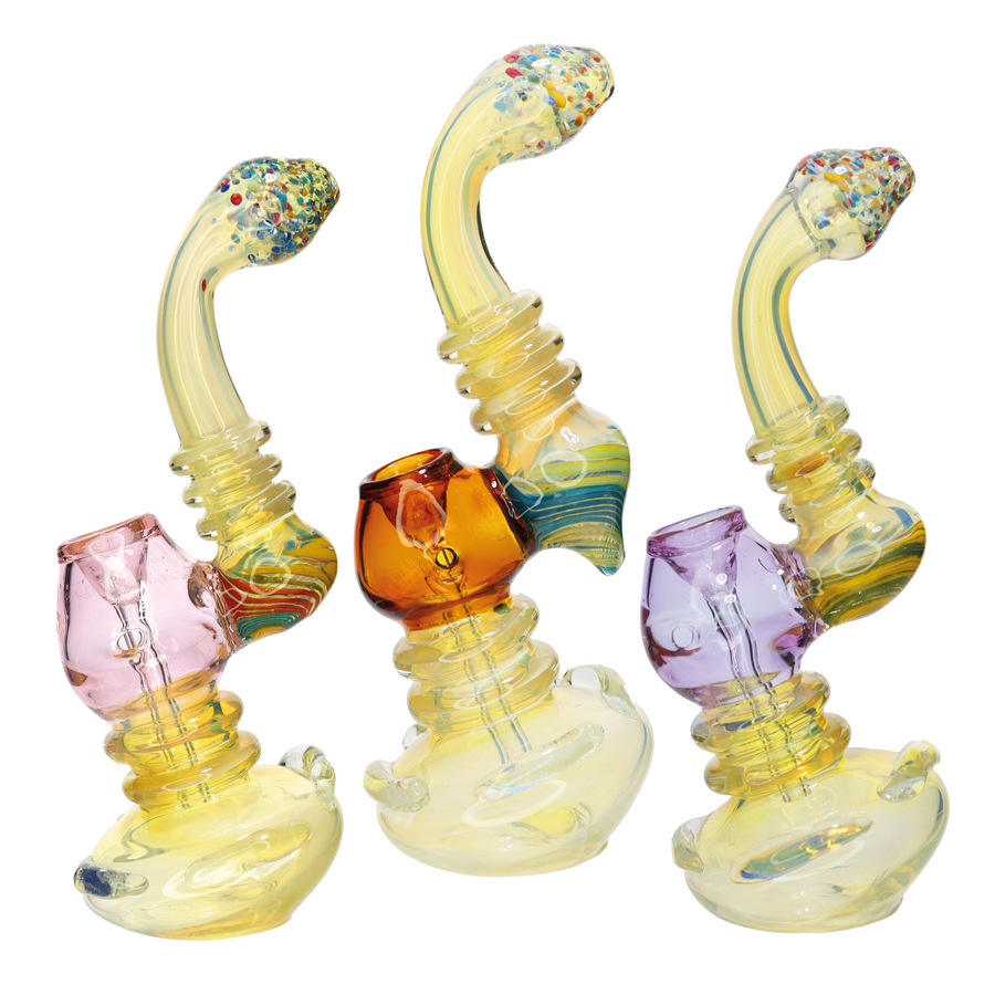 9 Inch Fumed Polka Dot Fancy Glass Bubbler