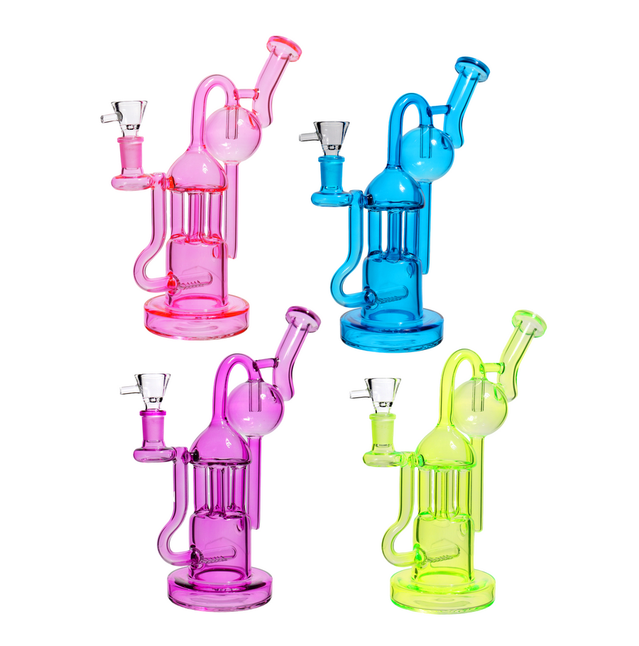 10 Inch Fancy Neon Lab-Style Glass Recycler