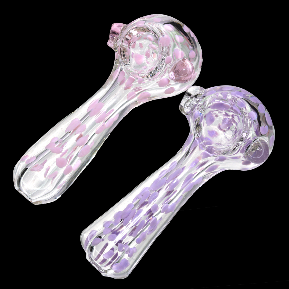 4.5" Polka Dot Glass Hand Pipe – Compact Spoon Pipe with Textured Grip