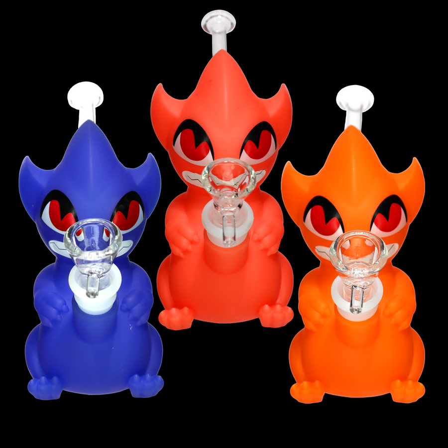 7 Inch Demon Silicone Glass Bong, Red Eyes