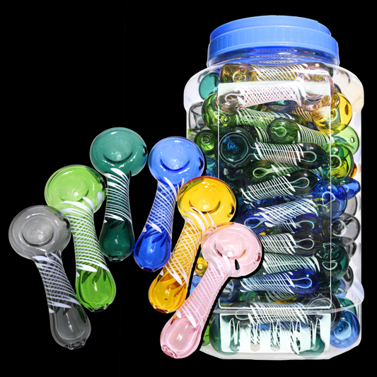 80 pcs – NEW JAR #9 Glass Hand Pipe (4 inches) Spoon $2.35 each BIG