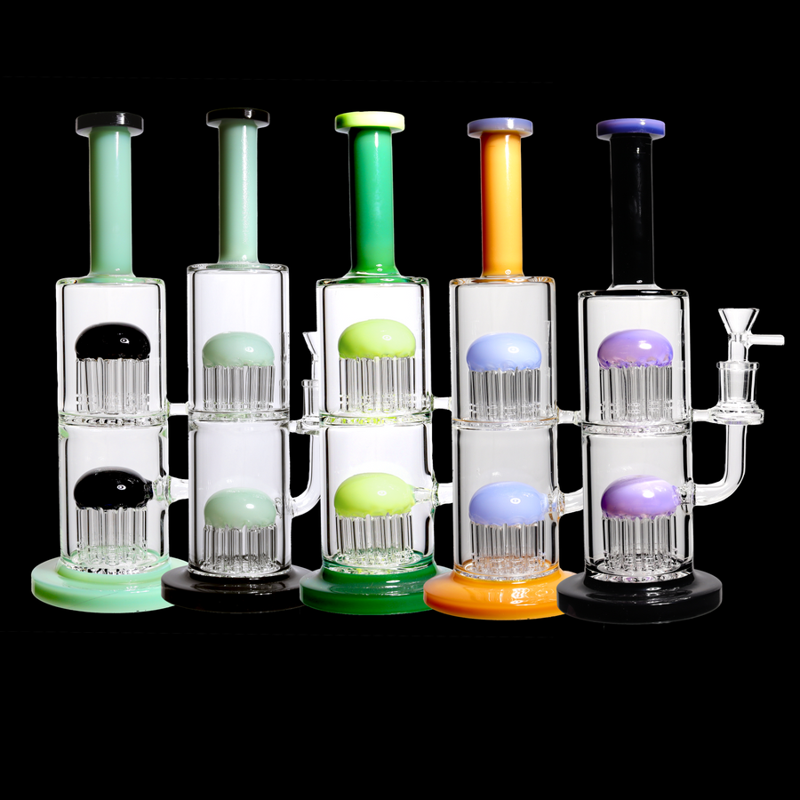 12 Inch Double Chamber Multicolor Glass Bong