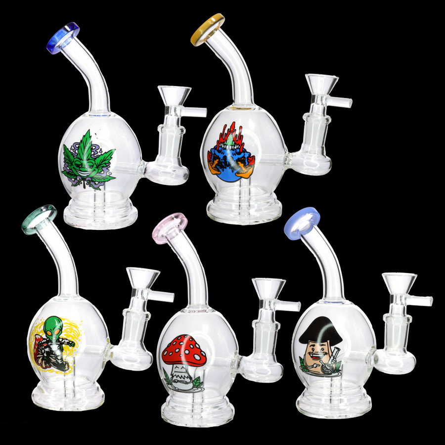 8’’ Character Graphic Glass Bong with Internal Perc – Wholesale Water Pipe