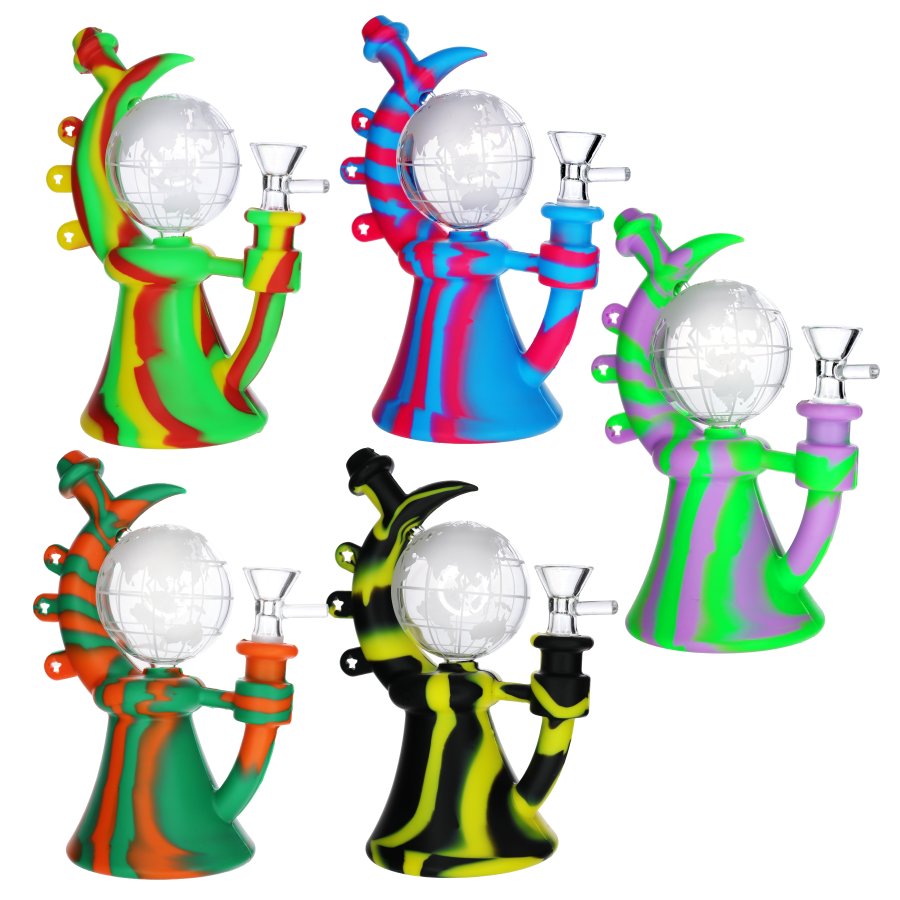 10 Inch Silicone Globe Novelty Water Pipe
