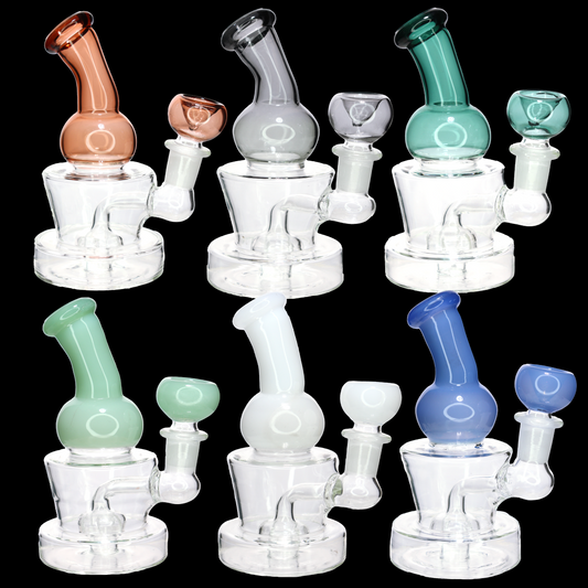 5” Compact Bent Neck Glass Bong – Minimalist Design for Smoke Shops (Assorted Colors)