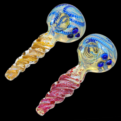 🌀 Twist Fumed Art Spoon Pipe – 5 Inch | Heady Style Glass Hand Pipe