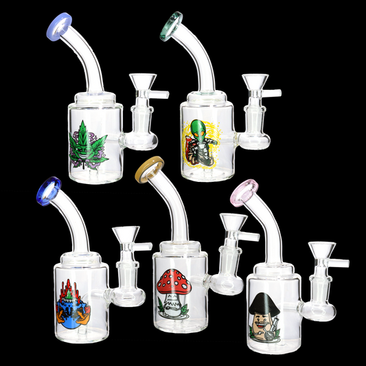 8" Compact Graphic Glass Bong with Internal Perc – Wholesale Water Pipe