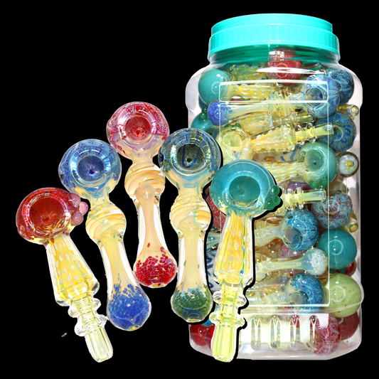 55 pcs – NEW JAR #36 Glass Hand Pipe (5 inches) Spoon $3.90 each