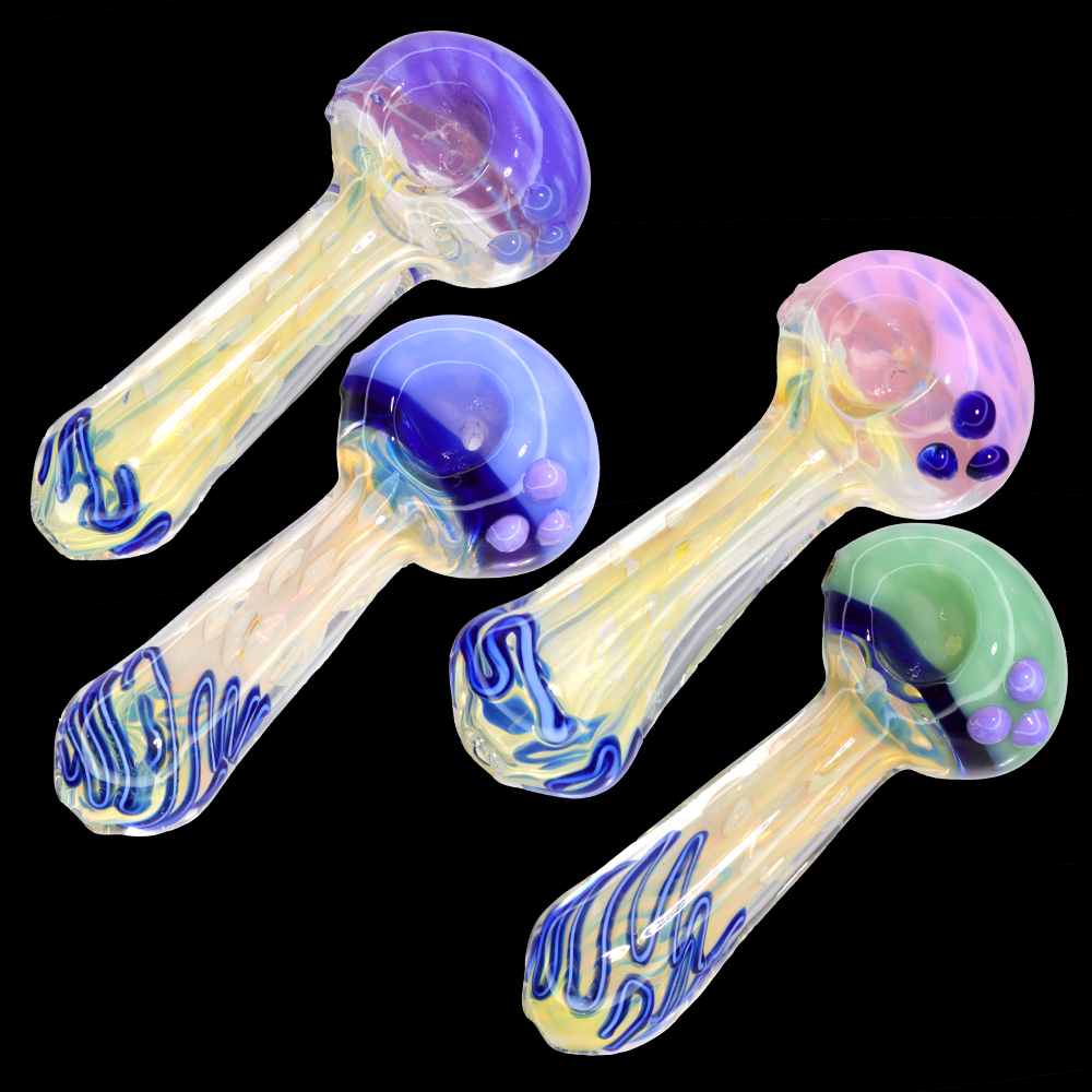 5.5" Fumed Glass Hand Pipe – Slime Color Head Spoon Pipe with Color-Changing Finish
