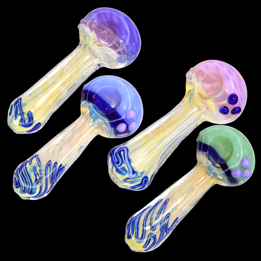 5.5" Fumed Glass Hand Pipe – Slime Color Head Spoon Pipe with Color-Changing Finish