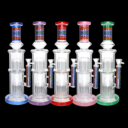 🔥 15” Double Tree Perc Bong – Advanced Filtration Glass Water Pipe