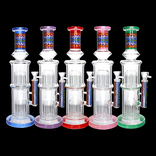 🔥 15” Double Tree Perc Bong – Advanced Filtration Glass Water Pipe