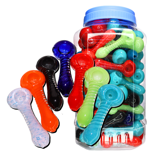 100 pcs – NEW JAR #11 Glass Hand Pipe Spoon (4 inches) $2.10 each
