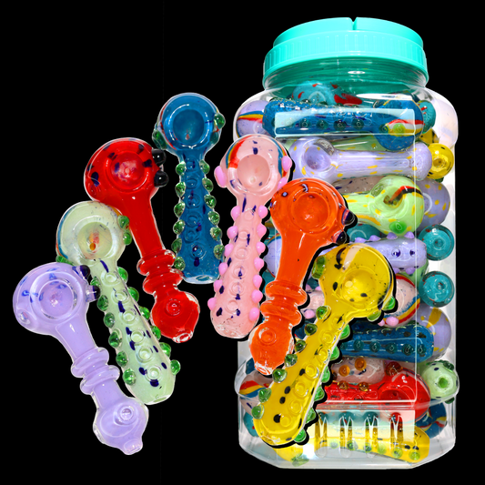 55 pcs – NEW JAR #12 Glass Hand Pipe (5 inches) Spoon $4.25 each