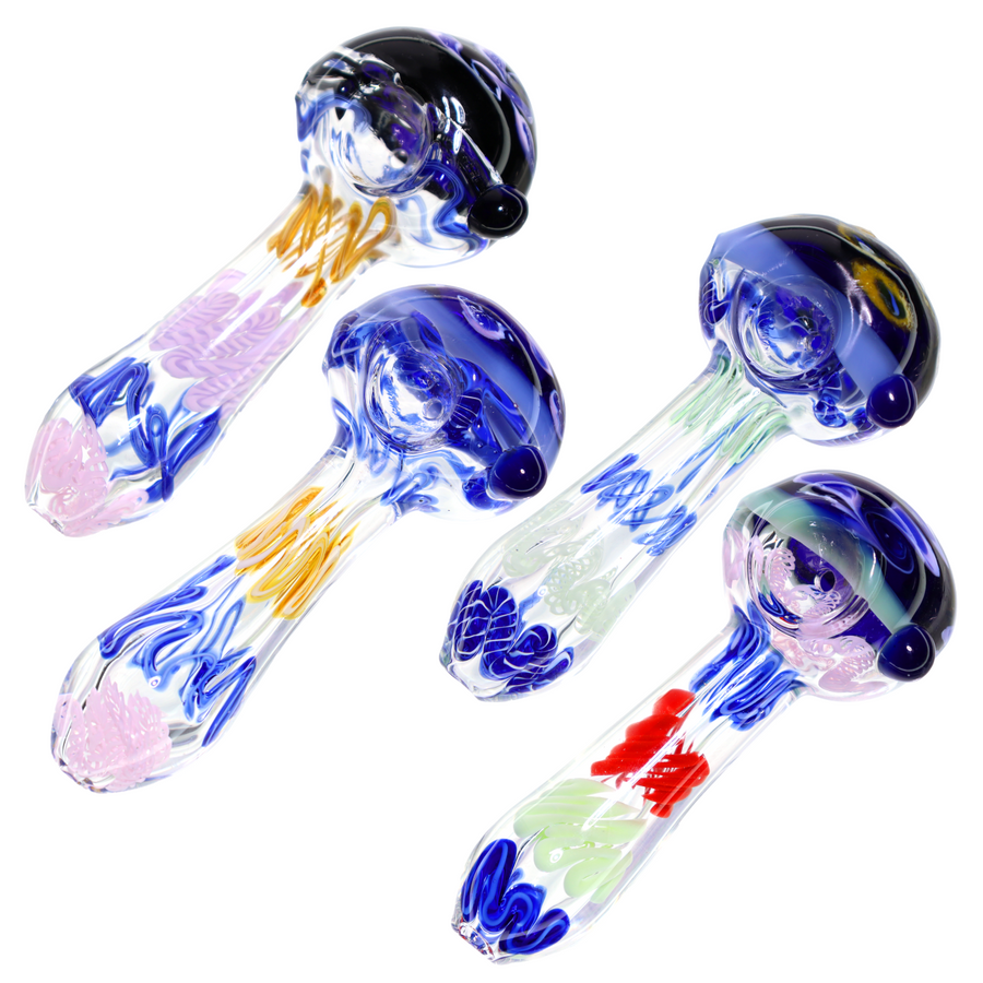 5.5 Inch Blue Art Glass Spoon Pipe