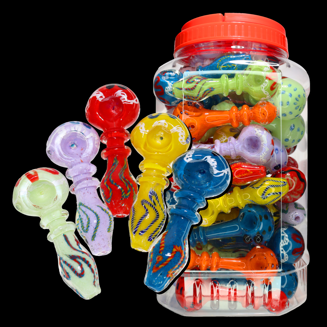 52 pcs – NEW JAR #13 Glass Hand Pipe (4.5 inches) Spoon $4.25 each