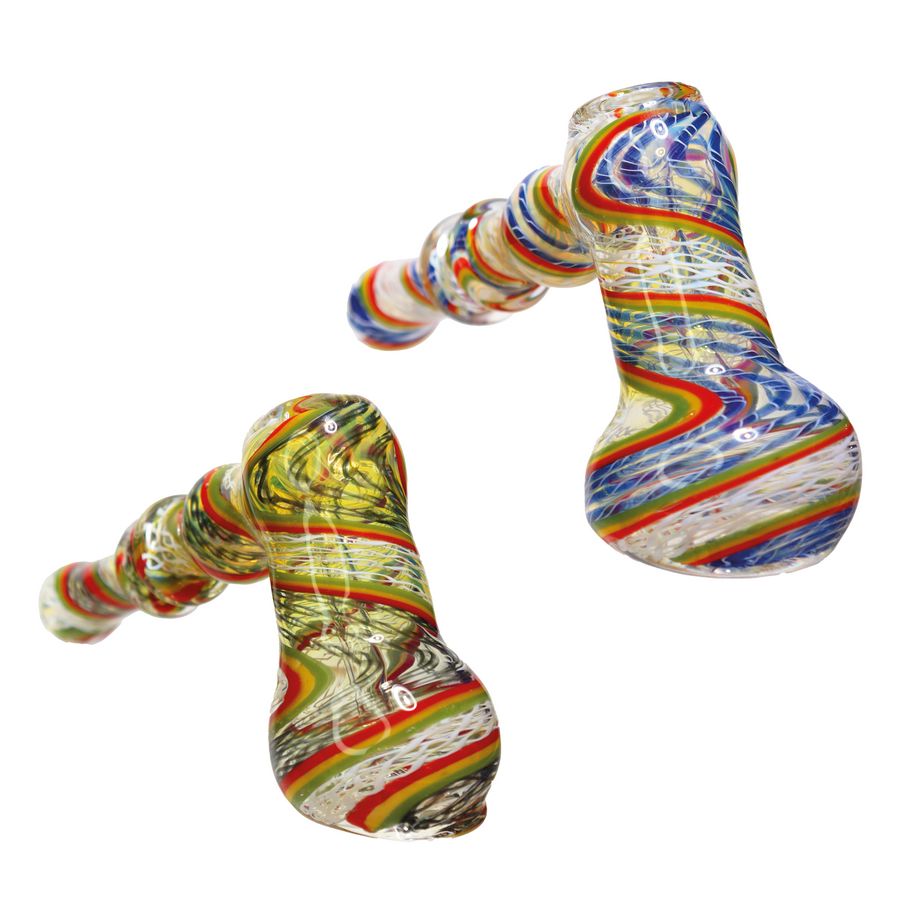 9 Inch Streaky Double Ring Glass Hammer Pipe