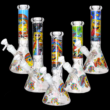 10" Sponge Bob Beaker Bong | Wholesale Colorful Glass Water Pipe