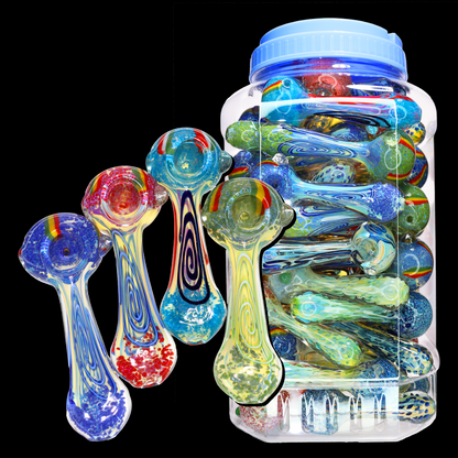 55 pcs – NEW JAR #14 Glass Hand Pipe (5 inches) Spoon $3.85 each