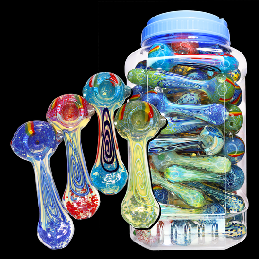 55 pcs – NEW JAR #14 Glass Hand Pipe (5 inches) Spoon $3.85 each