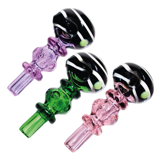 5 in - Twisted Black n White Color Body Glass Spoon Pipe