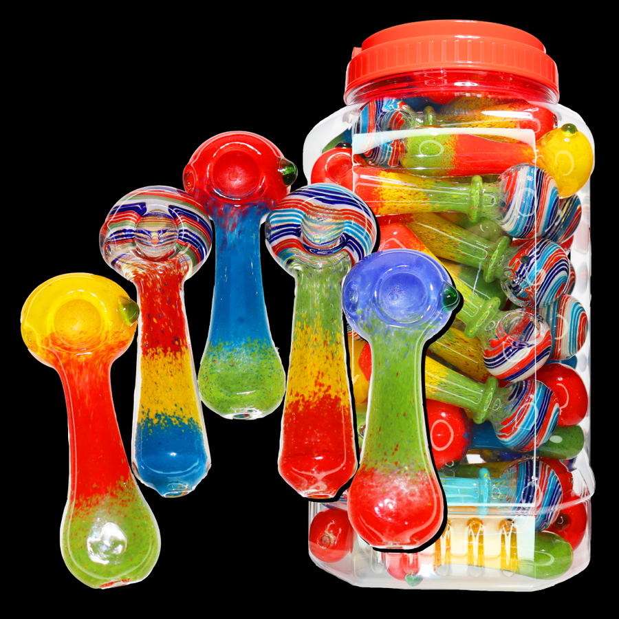 5 Inch Glass Hand Pipe Spoon Jar #16, 50-Piece