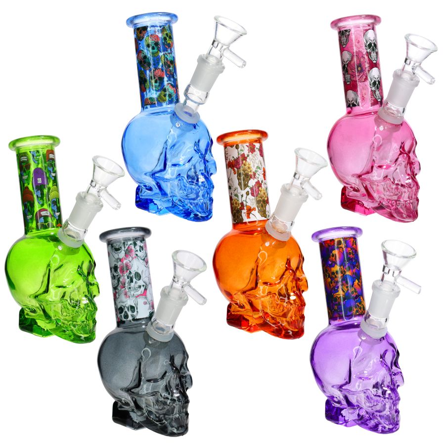 7 Inch Skull Glass Water Pipe | Wholesale Skull Bong for Smoke Shops