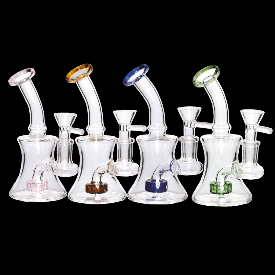 6 Inch Clear One-Tone Perc Glass Bong