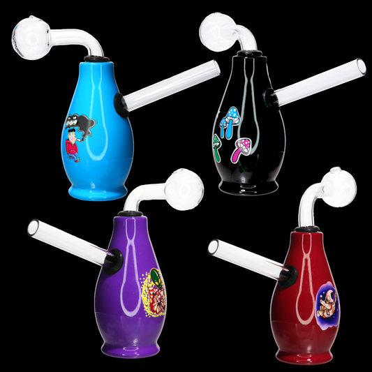 5" Oil Burner Water Pipe – Assorted Designs | Compact Glass Burner | Wholesale