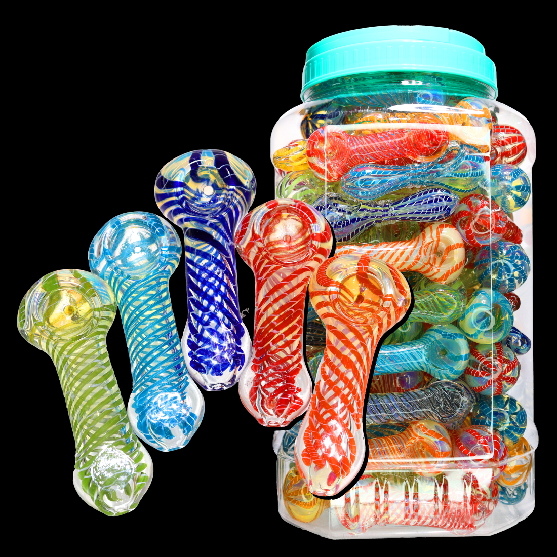 4 Inch Glass Hand Pipe Spoon Jar #23, 100-Piece