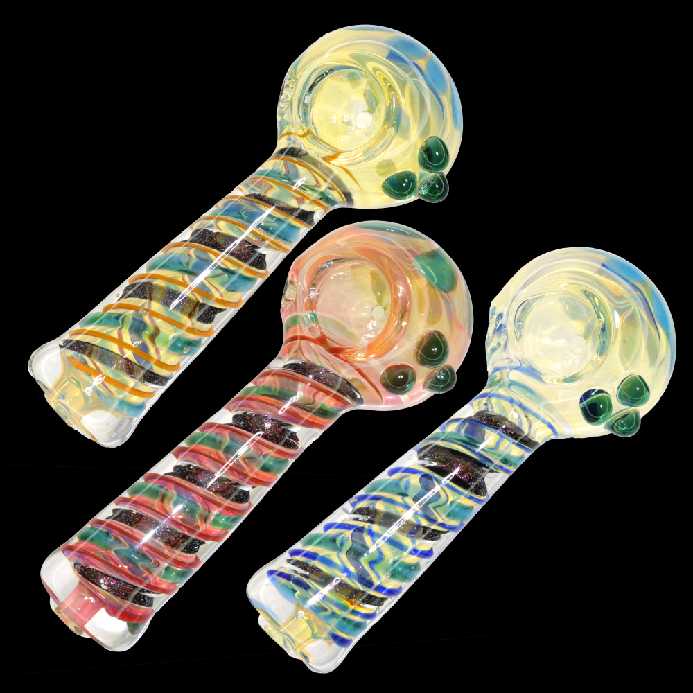 5" Dichroic Glass Spoon Pipe – Handcrafted Color-Shift Spiral Design