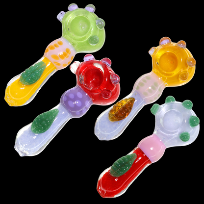 5" Novelty Marble Glass Hand Pipe – Colorful Accent Spoon Pipe with Raised Details